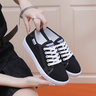 Canvas Shoes Women's Shoes Spring and Autumn Student Shoes Casual All-match Lace-up Women's Shoes White Shoes Soft Sole Breathable plus size Women's Shoes