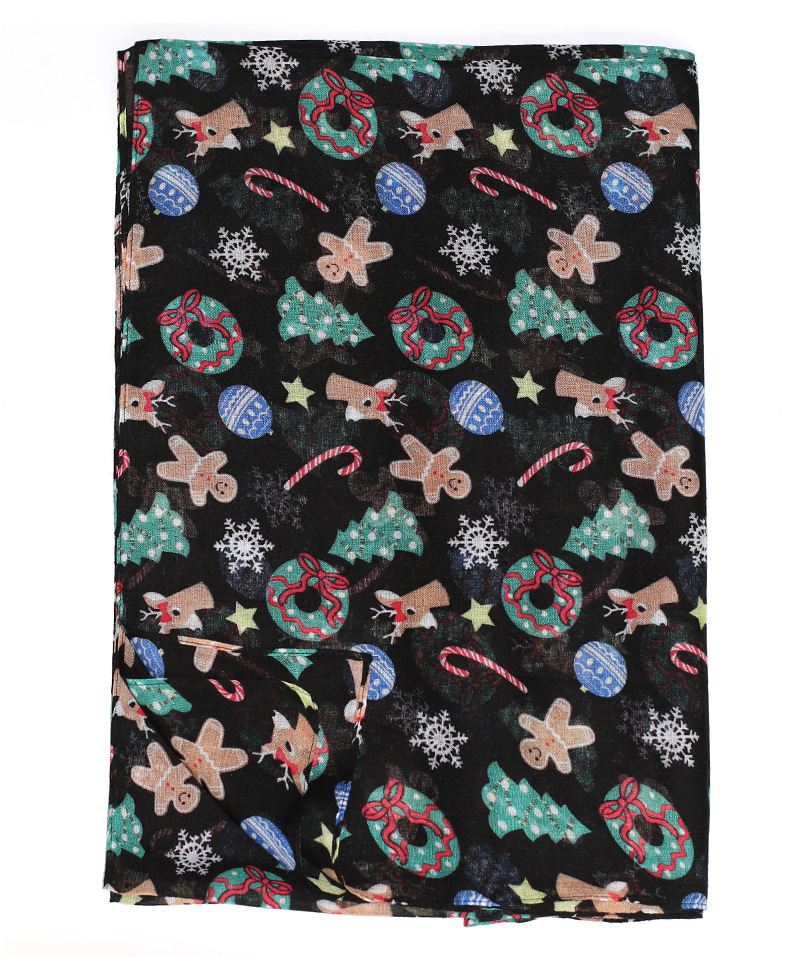 Christmas Tree, Snowman Pattern Christmas Deer Print Cotton Linen Scarf Autumn Winter Warm Cuffed Large Pashmina Fashionable Neck Warmer For Men And Women