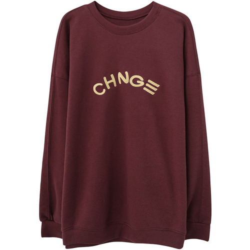 2025 Autumn/Winter New Korean Style Slimming Student Sweet Plus Size Ins Loose Letter Print Hooded Crew Neck Sweatshirt