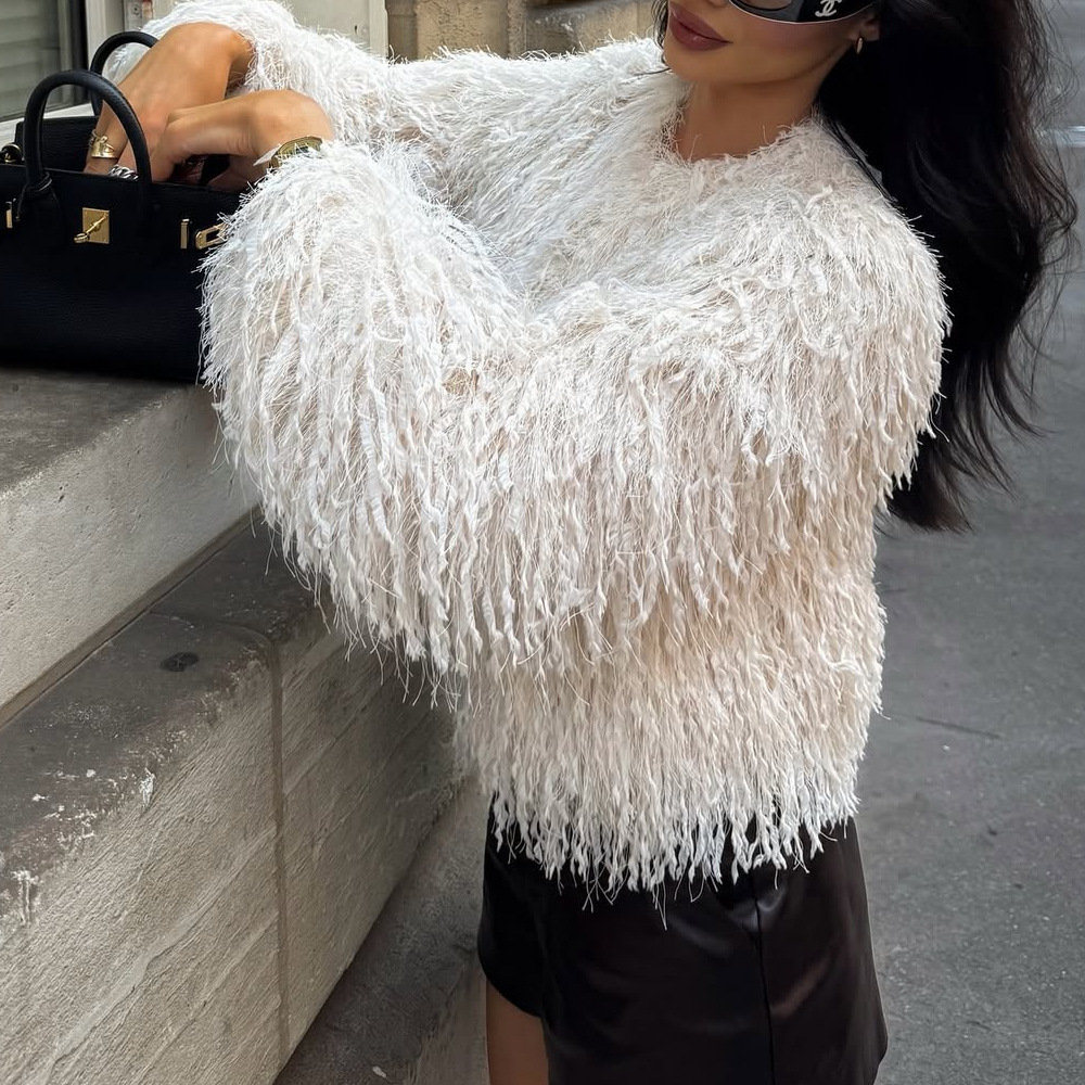 Cross-Border Women's Clothing Wholesale Autum New European and American Style Retro Feather Metal Thread Jacket 8372290