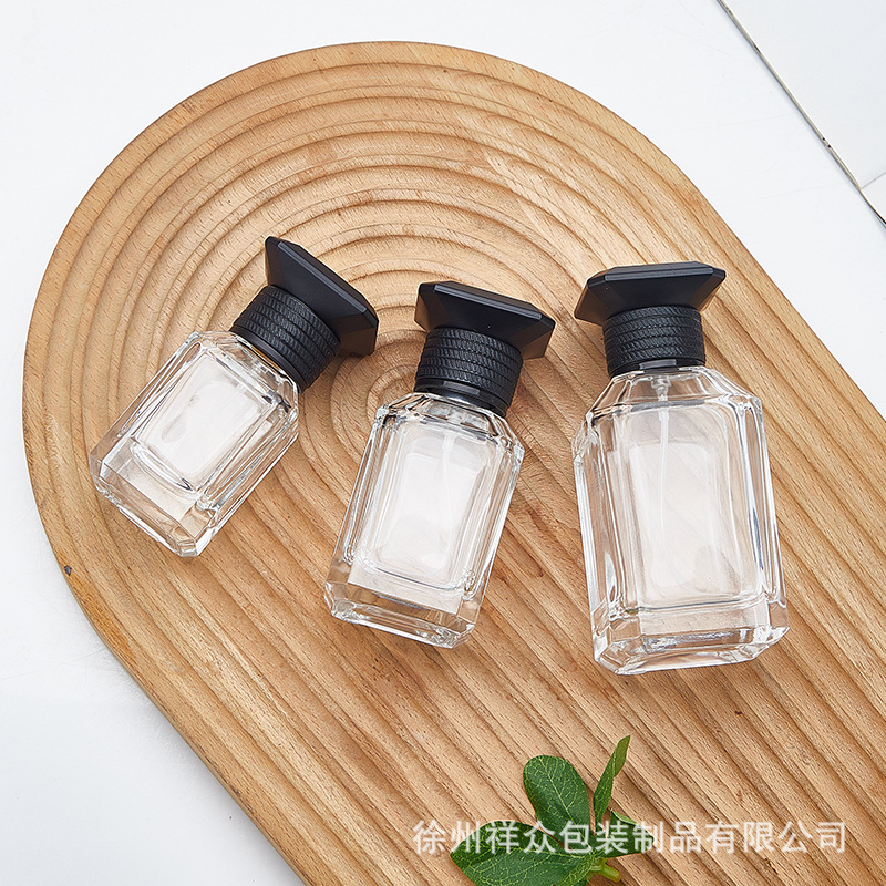 15 botellas de pulverización trapezoidales de presión botellas de perfume portátiles botellas de vidrio transparente en stock al por mayor 30 - 100ml