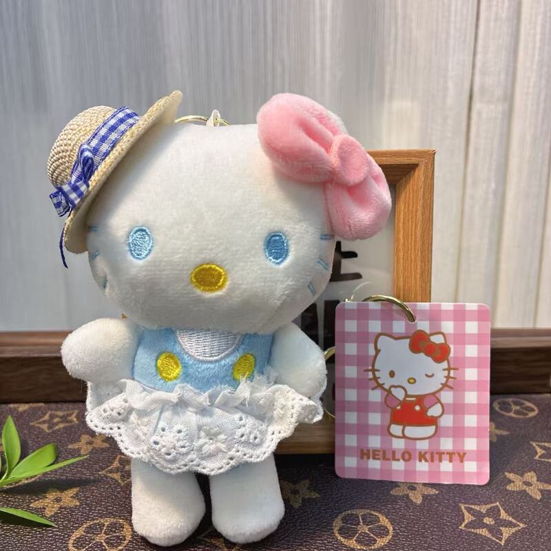 新品马卡龙草帽款猫咪毛绒公仔玩偶书包挂件娃娃钥匙扣挂饰礼品|undefined