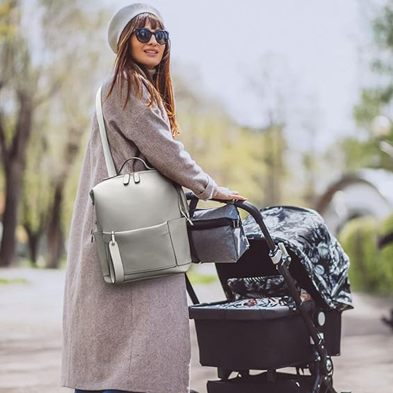 Fashion diaper bag backpack leather diaper bag organizer with diaper changing station travel diaper backpack