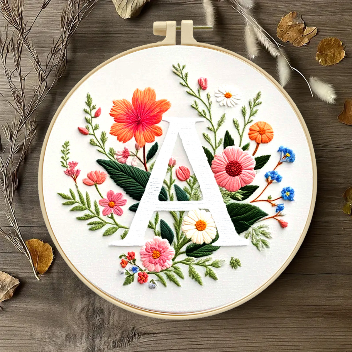 Hecho a mano flores y plantas europeas bordadas paquetes de materialdiy inglés 26 letras simple principiante nivel de bordado al por mayor