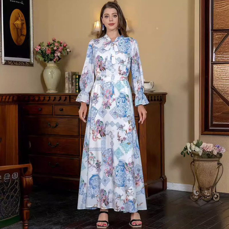 Sw006 Cross-Border Foreign Trade Women's Dress Slim Fit Robe Abaya Elegant