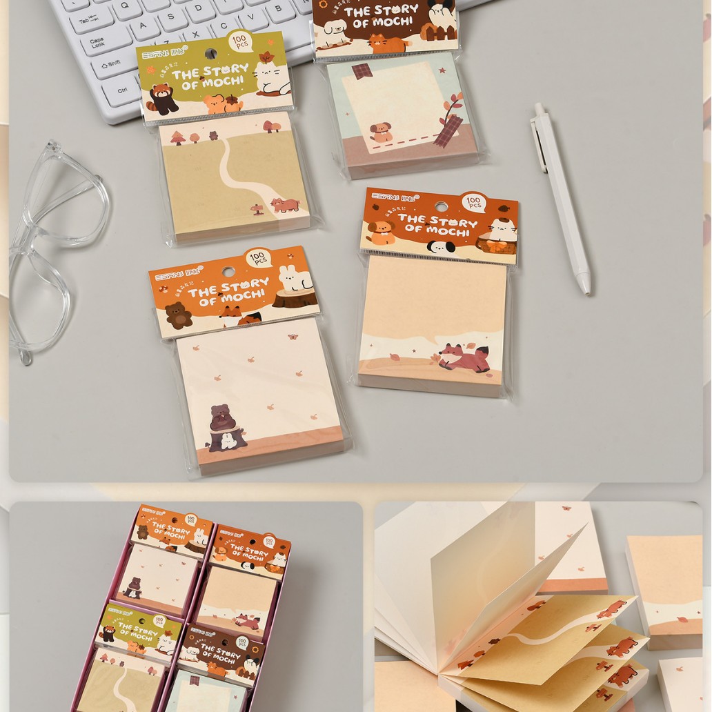 Inswind dibujos animados papel de notas no adhesivo cuaderno de notas de página de color para estudiantes de papel de notas de alto valor facial