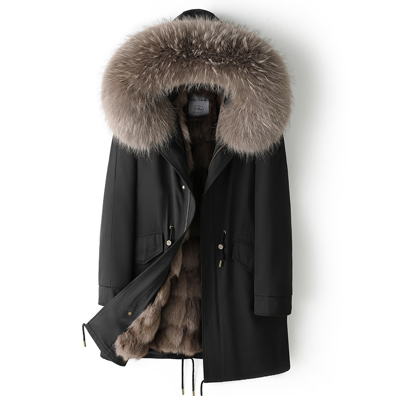 Parker Women's 2026 Autumn and Winter New Style Fox Fur Lining Detachable Fur Coat Mid-Length Warm Coat Parker Women's 2026 Autumn and Winter New Style Fox Fur Lining Detachable Fur Coat Mid-Length Warm Coat