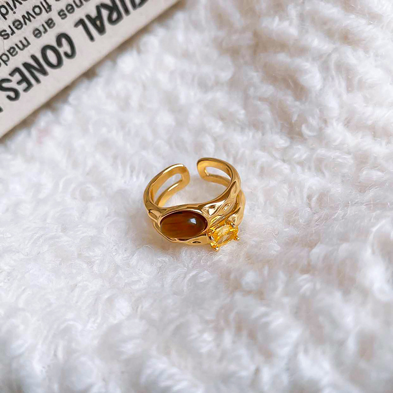 Anillo de apertura de espiga de circonio de vintage medieval anillo de todo fósforo de nicho femenino joyería de alta gama de lujo ligero retro