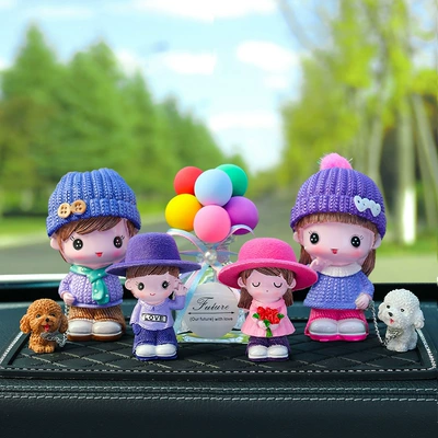 Family Portraits, Car White | Car ornaments - scarf-couple-flower-lele-color-balloon-big-diamond-pad