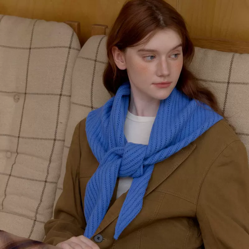 秋冬外搭纯色玉米针织条纹三角巾慵懒风时尚气质装饰披肩