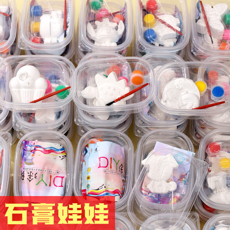 Painted children's plaster doll coloring painting creative graffiti diy coloring plaster doll multicolor painting Stone