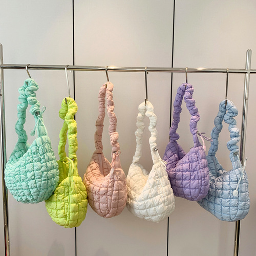 Korean Version New Single Shoulder Crossbody Bag Fashion Dumpling Bag Large Capacity Down Cotton Jacket Underarm Bag Folded Cloud Bag