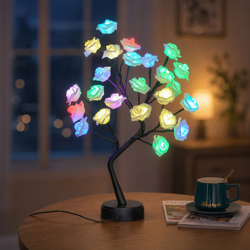 Cross-border LED rose tree light, detachable USB switch night light, lighting fixture, scene lighting tree Cross-border LED rose tree light, detachable USB switch night light, lighting fixture, scene lighting tree