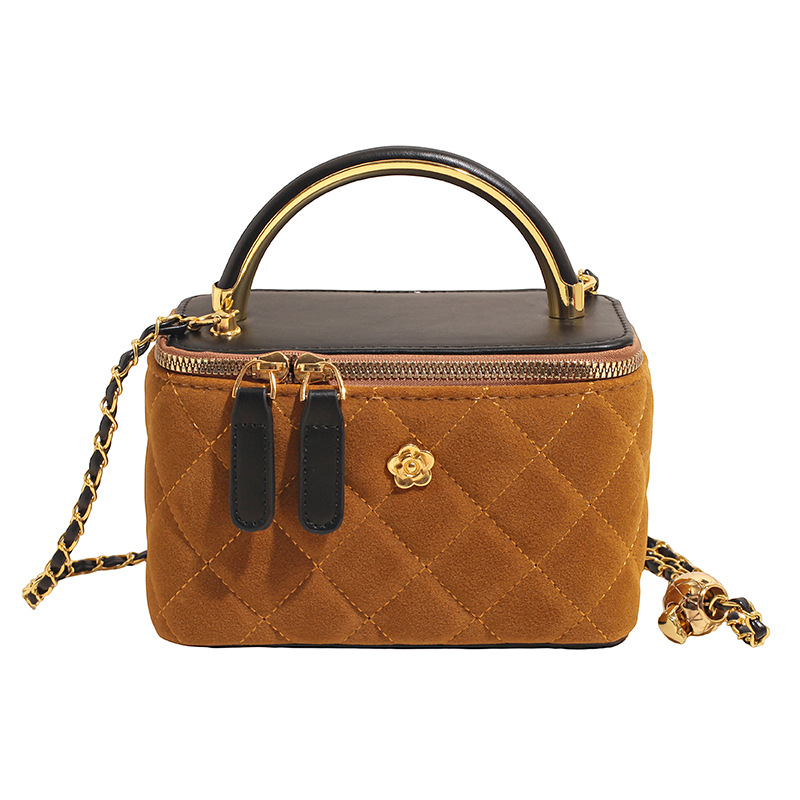 Caja de mano bordada de diamante bolso pequeño cuadrado para mujeres 2025 nuevo cross-border retro empalme cadena mochila de hombro