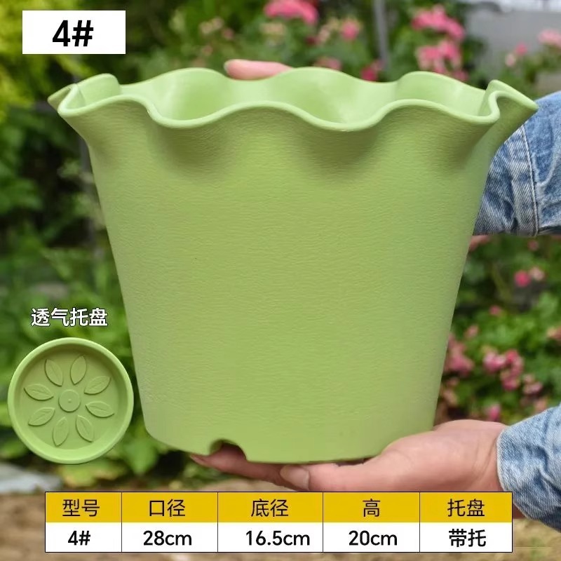 プラスチック植木鉢フリル樹脂植木鉢メーカー卸売屋内バルコニー花と野菜植栽ポットを拡大して厚くします|undefined