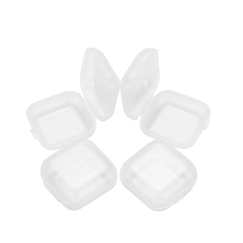Small Plastic Storage Box, Transparent Square Accessory Case, 3.5 × 3.5 cm, Earrings & Earplug Organizer