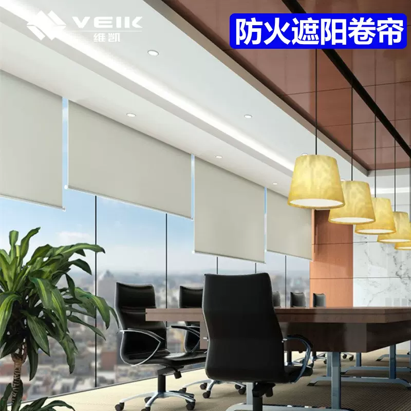 电动遮挡卷帘拉式可定制铁氟龙卷帘办公室用全遮光防火防水窗户