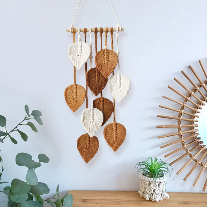 New Creative Hand-Woven Wall Decoration Leaf Tapestry Home Pendant Ins Style B&B Wall Hanging Decoration