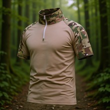 跨境货源军鹰G2蛙服短袖弹力格子布教官服蛙人军迷CS战术迷彩上衣