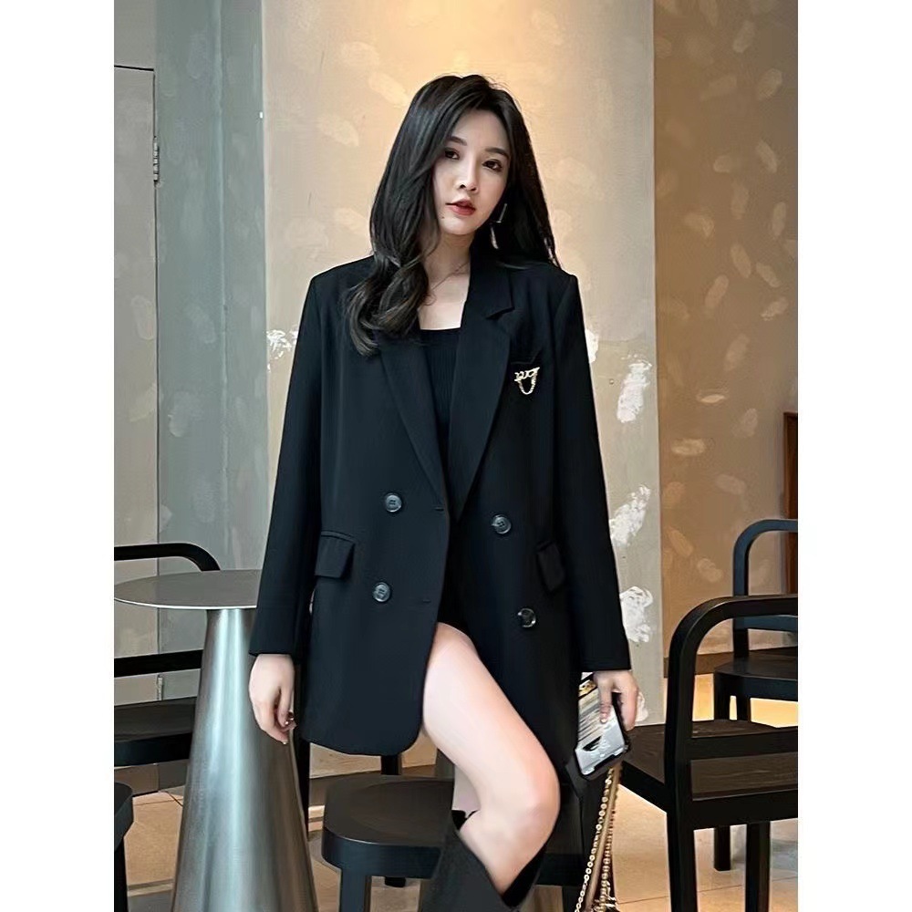 Elegant Women's Blazer British Style Slim-fit Lightweight Coat_voghion.com