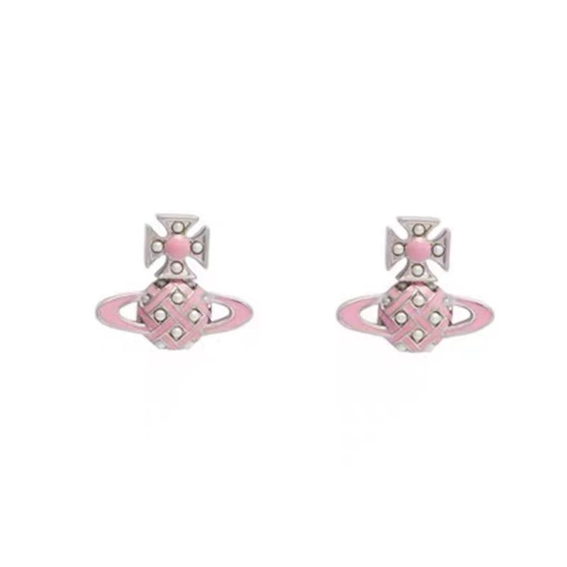 Весна и лето новые серьги Vivienne Westwood CASSIE эмалевые плоские Saturn жемчужные