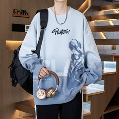 春秋季长袖圆领卫衣男孩初中学生潮牌打底衫青少年大童帅气上衣服
