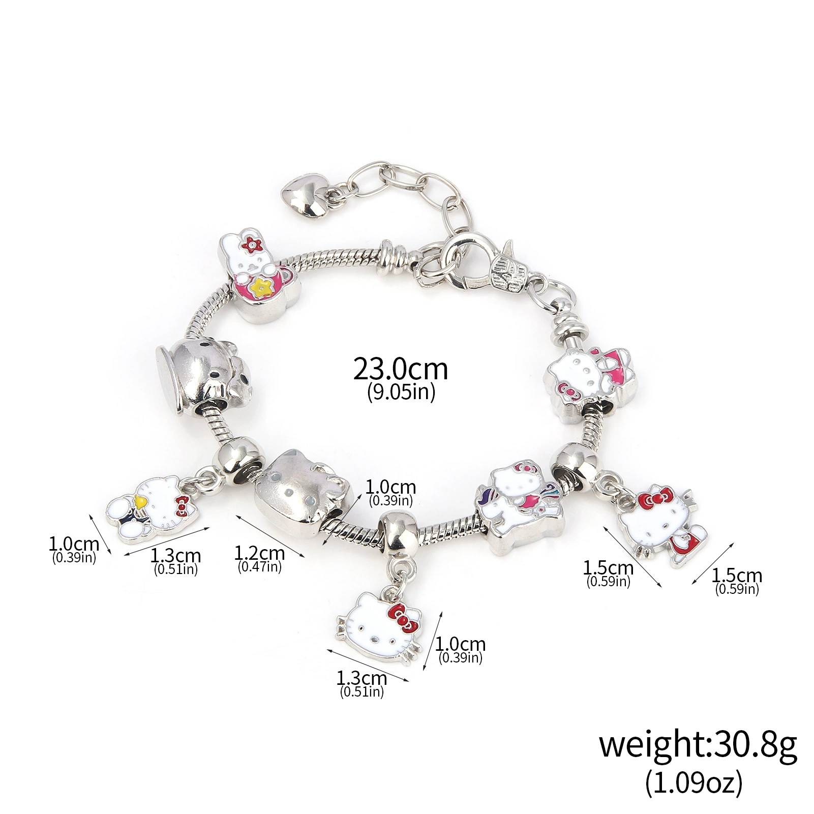Набор браслета и брелока (Hello Kitty) с подвеской-бантиком, милые мультяшные подвески, assorted colors