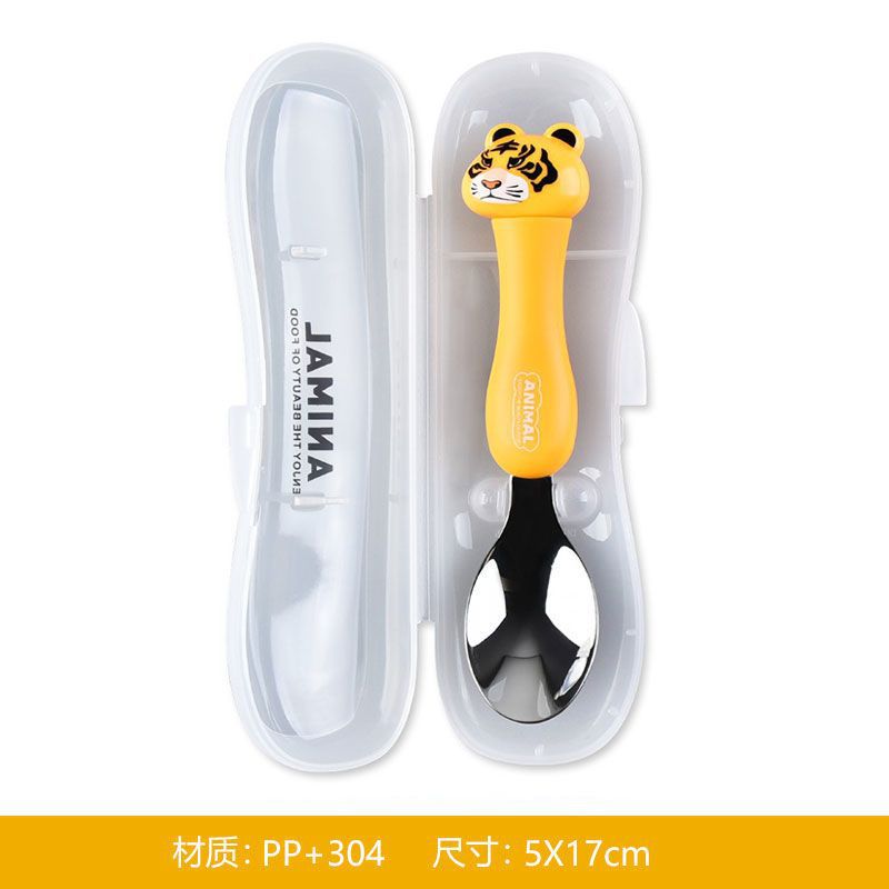 Animal encantador portátil para llevar estudiantes cucharas de comidas dormitorios escolares cucharas de cubierta de cubierta set