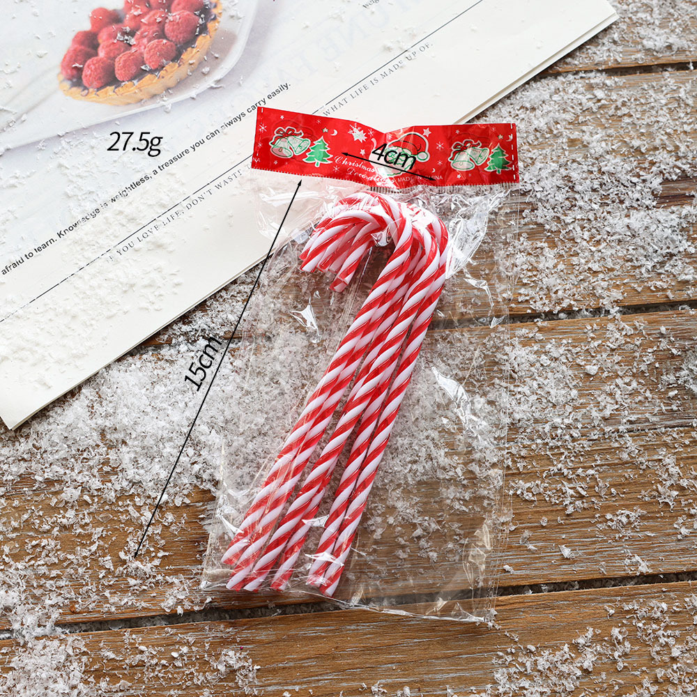 Adornos navideños de plástico con forma de bastón, decoraciones colgantes para árboles de Navidad, coronas navideñas, accesorios de guirnalda navideña se pueden mezclar.