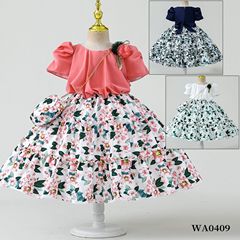 Summer Girls' Dress Children's Wholesale Korean Girls Fashion Show Performance Clothing Printed Short Sleeve Children's Princess Dress