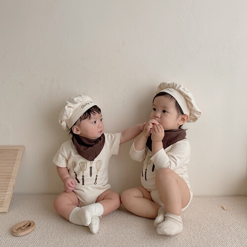 ins new baby chef style hayi 2024 spring and summer new children's jumpsuit set children's fart clothing