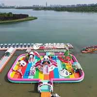 Большой мобильный надувной аквапарк, надувной бассейн, надувная водная горка, парк водных батутов