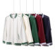 Autumn and winter new 320g composite cotton contrast zipper baseball jacket tide brand American couple cardigan sweater wholesale