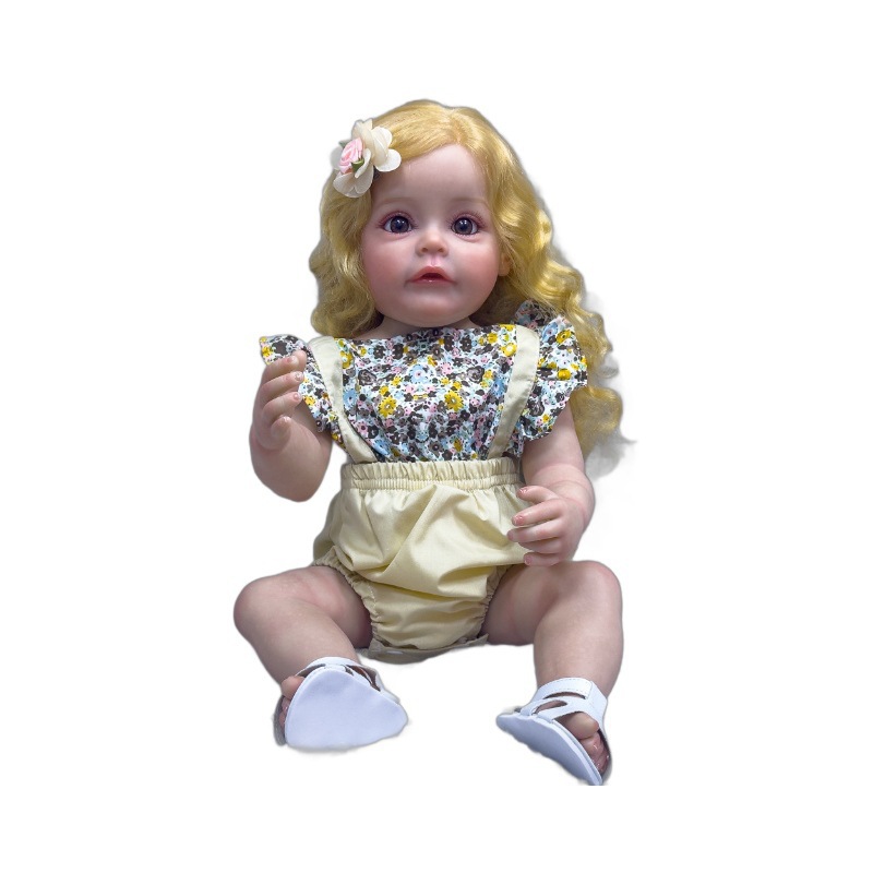 Muñeca de baño para acompañar bebés 55 ojos de fábrica directa muñeca de simulación juguetes caseros grandes cabello largo cm