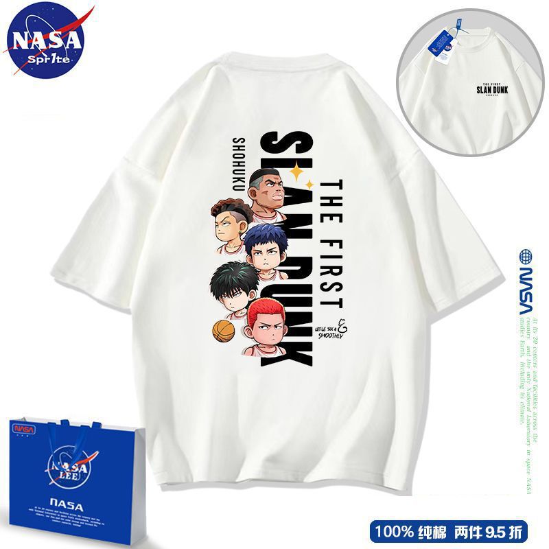 NASA Co-branded Slam Dunk Short-sleeved T-shirt for Women Summer Sports Casual Loose Trendy Brand ins Half-sleeved Top Youth