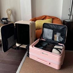 前側開蓋多機能スーツケース小型搭乗ケース20インチ学生スーツケース万向ブレーキ車輪旅行ケース