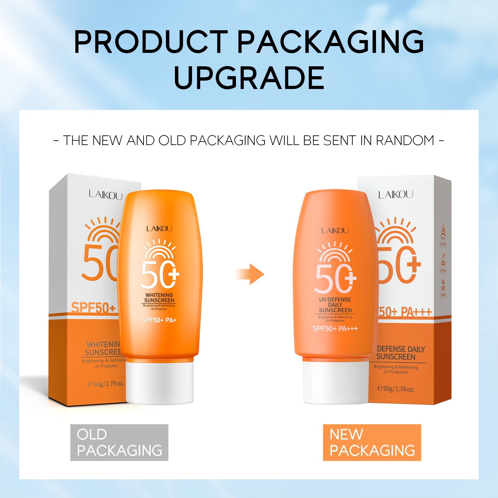 Summer cross-border LAIKOU sunscreen50g Student facial Isolation Waterproof and Refreshing New Upgrade undefined
