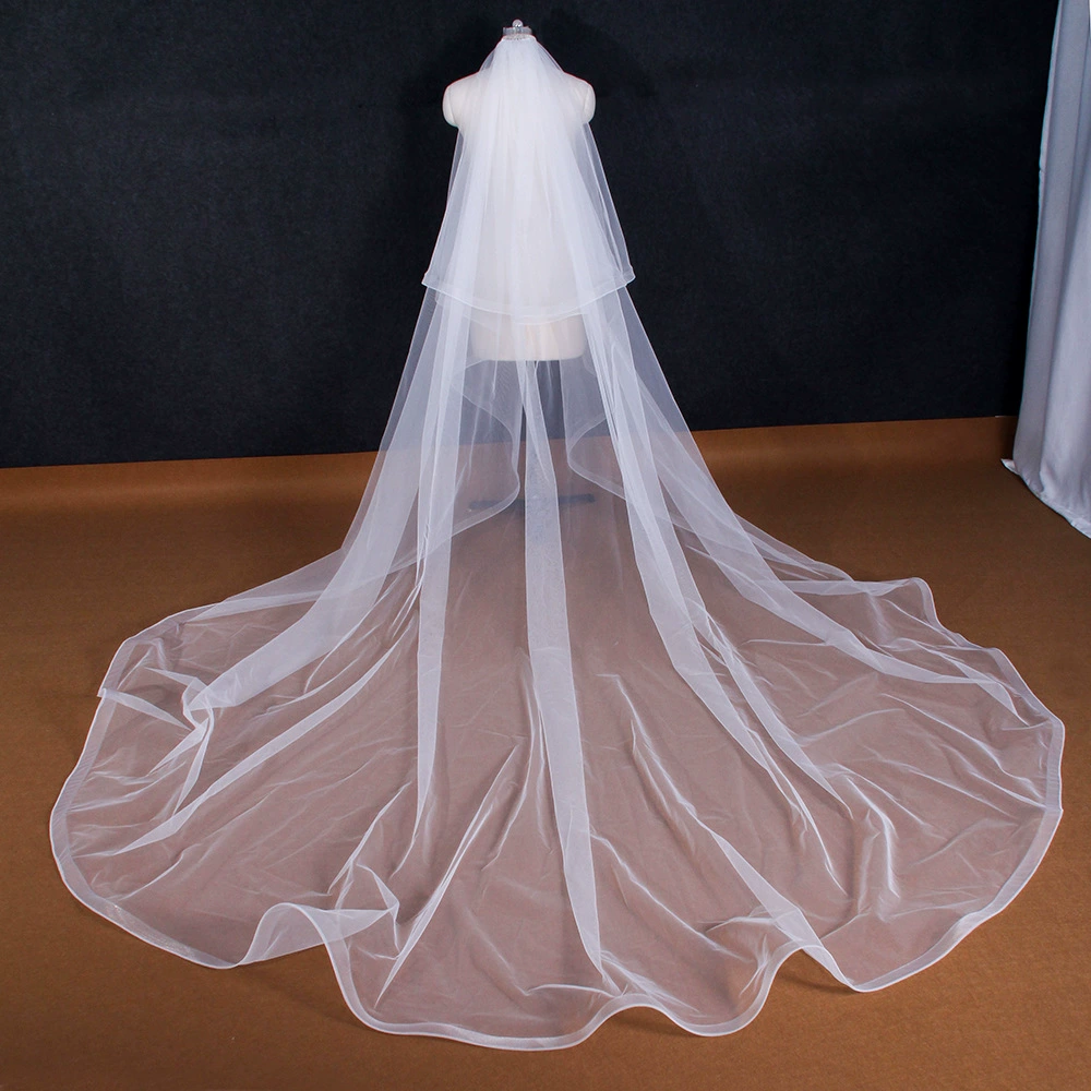 Elegant 3m Wedding Veil with Elastic Mesh - Simple Design, Perfect for Photography Props and Accessories