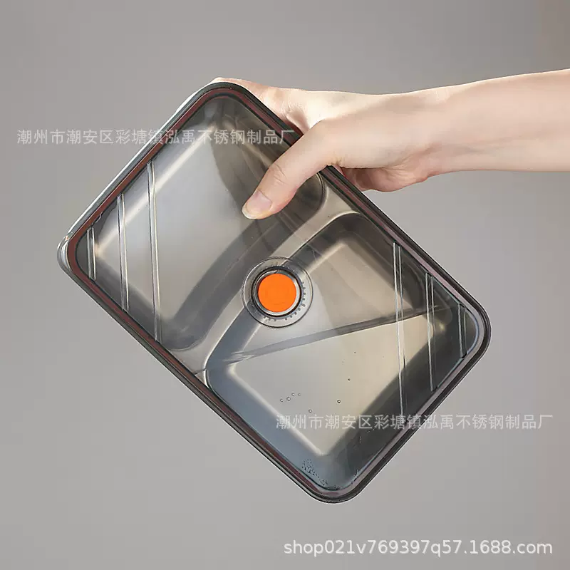 跨境不锈钢保鲜盒家用厨房冰箱分格密封食物冷藏盒上班族饭盒餐盒