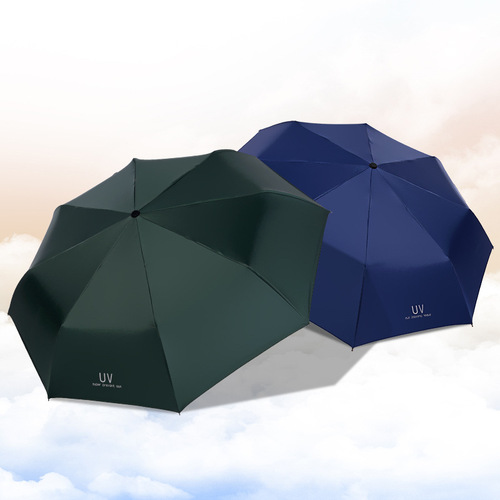 Automatic sunny umbrella, sun protection, sunshade, three-fold umbrella, folding logo advertising umbrella, large wholesale UV vinyl sun umbrella