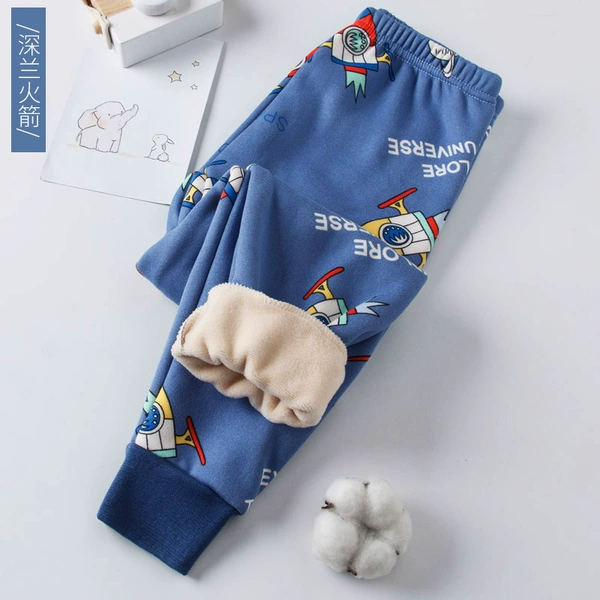 Ha-pants with thick velvet) dark blue rocket