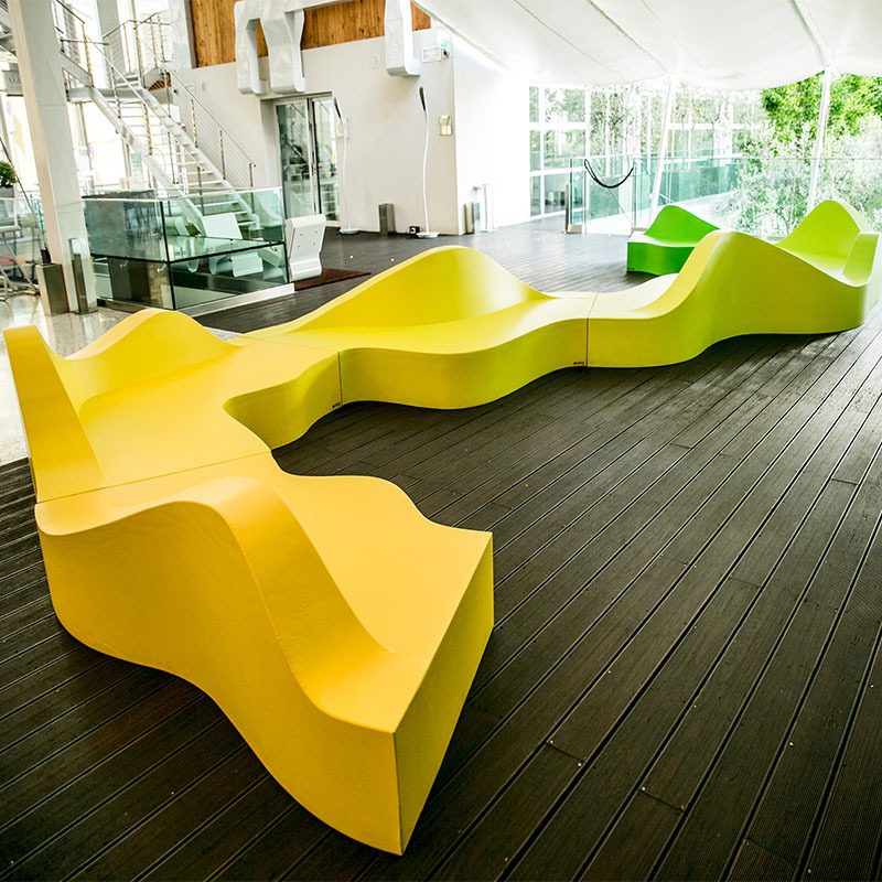 定制大型玻璃钢雕塑休闲座椅异形椅子镜面飘带景观不锈钢创意坐凳