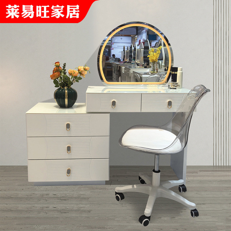 Furniture Export Modern Dressing Table Bedroom Slate Dressing Table Custom-Made with Led Light Makeup Mirror Makeup Table
