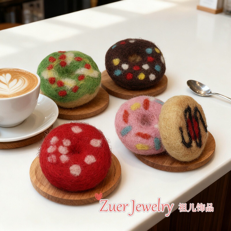 Wool Felt Artificial Donut Cute Food Dessert Handmade Accessories DIY Brooch Headdress Accessories Christmas Garland
