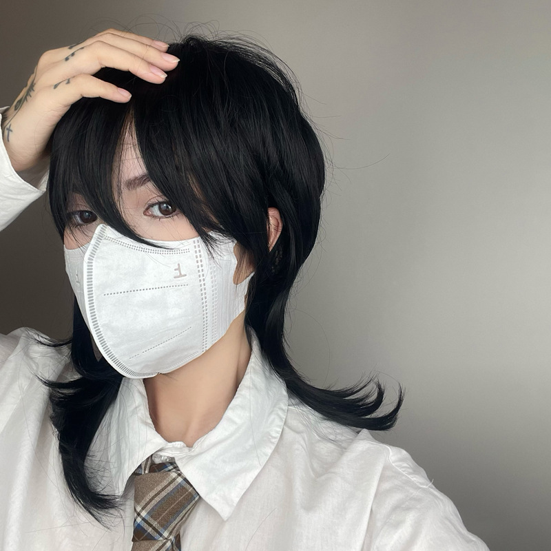 [Korean Style Handsome Wolf Tail] Matte Texture Wig Cos Wig Source Factory Cos Wig Style