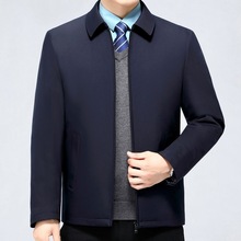 高级感翻领夹克外套秋冬新款轻奢时尚中老年爸爸大码保暖羽绒服男