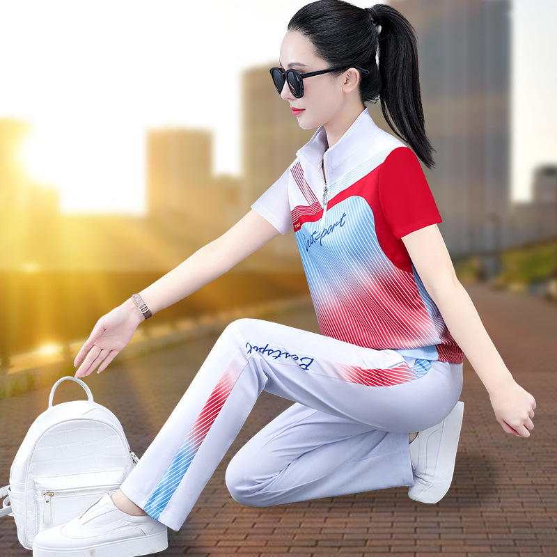 Group Purchase Square Dance Fashion Casual Sports Suit for Women Summer Ice-Feel Quick-Dry Stylish Mom Outfit Two-Piece Set Group Purchase Square Dance Fashion Casual Sports Suit for Women Summer Ice-Feel Quick-Dry Stylish Mom Outfit Two-Piece Set