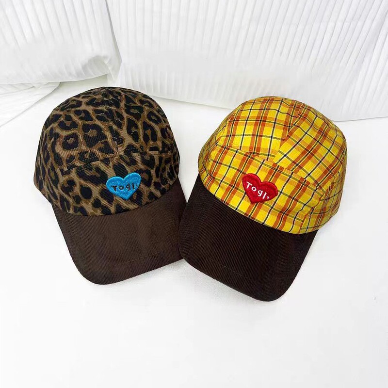 New Style. Imagine Heart-Shaped Citrus Leopard Print Casual Versatile Corduroy Patchwork Baseball Cap Korean Version New Style. Imagine Heart-Shaped Citrus Leopard Print Casual Versatile Corduroy Patchwork Baseball Cap Korean Version