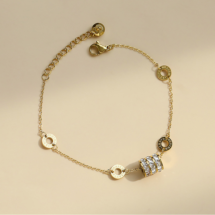 Small Man Waist Titanium Steel Bracelet Women's Transfer Beads Bracelet 18K Rose Gold Popular Handmade Jewelry Bracelet Internet Celebrity Explosions