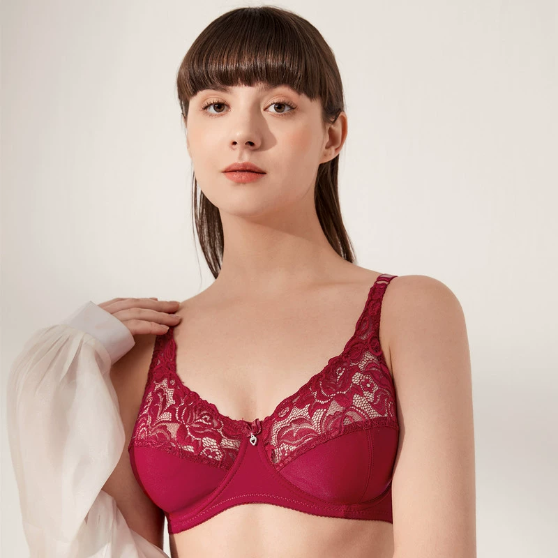 Большой размер тонкий бюстгальтер кружева сексуальный со стальным кольцом
